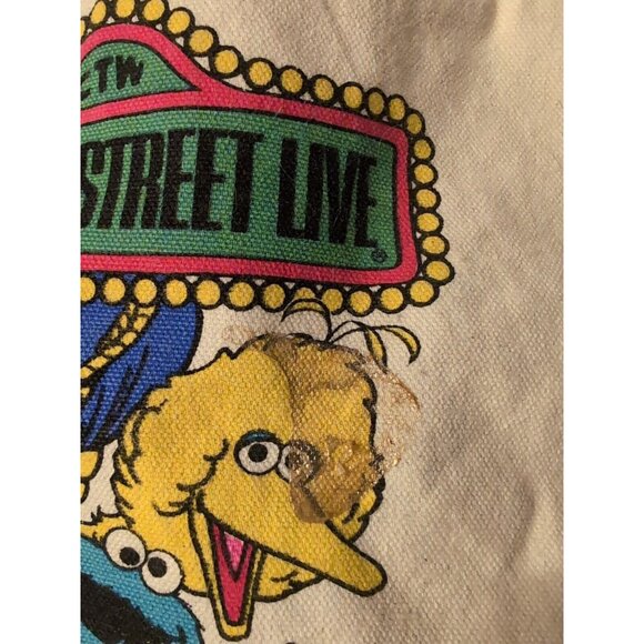 VTG 80-90s Sesame Street Live Canvas Bag: Big Bird, Cookie Monster, Elmo - Picture 2 of 7